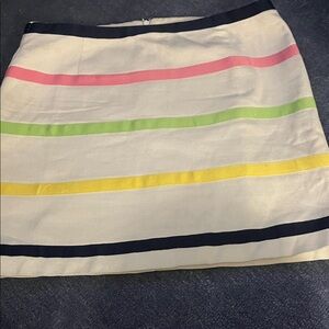 Vineyard Vines White Mini Skirt with Pink, Lime Green, Yellow & Navy Stripes